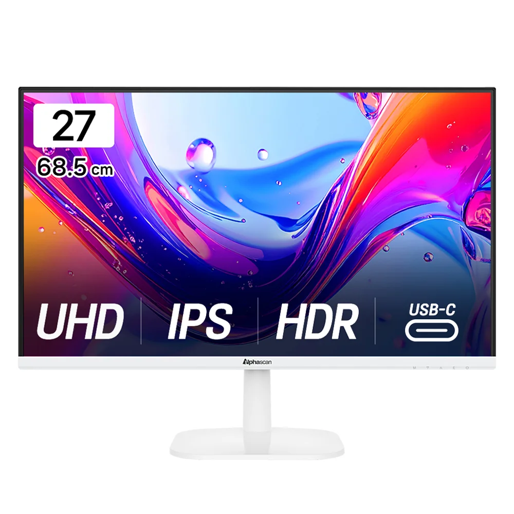 알파스캔 4K UHD USB-C 화이트 보더리스 IPS 무결점 모니터