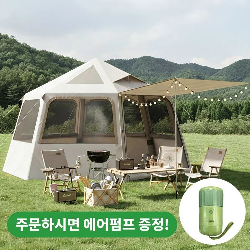 COUCAMP 에어텐트 2025 신상, 5-8명, 아이보리